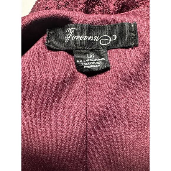 Y2K Forever 21 Sz L Burgundy Dark Romantic Grunge Lace Overlay Mini Party Dress - Picture 4 of 5